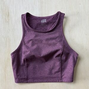 JoyLab Sports Bra Womens Medium Purple High Neck Crossback Yoga Gym Workout Top